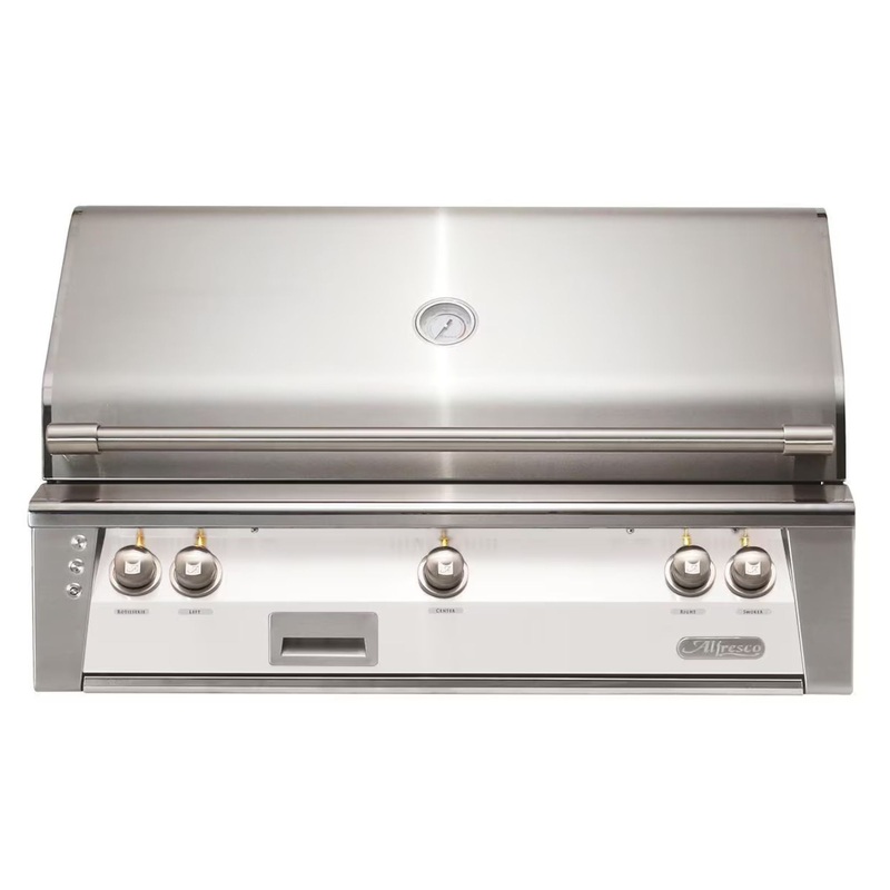 Alfresco 42-Inch Built-in Stainless Steel Gas Grill w/ Rotisserie & Sear Zone in Signal White