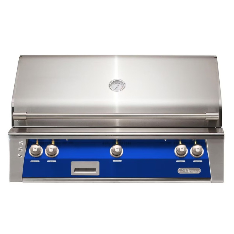 Alfresco 42-Inch Built-in Stainless Steel Gas Grill w/ Rotisserie & Sear Zone in Ultramarine Blue