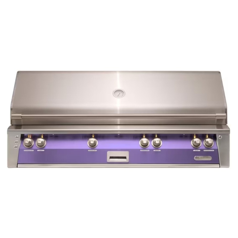 Alfresco 56-Inch Built-in Stainless Steel Gas Grill w/ Rotisserie & Sear Zone in Blue Lilac