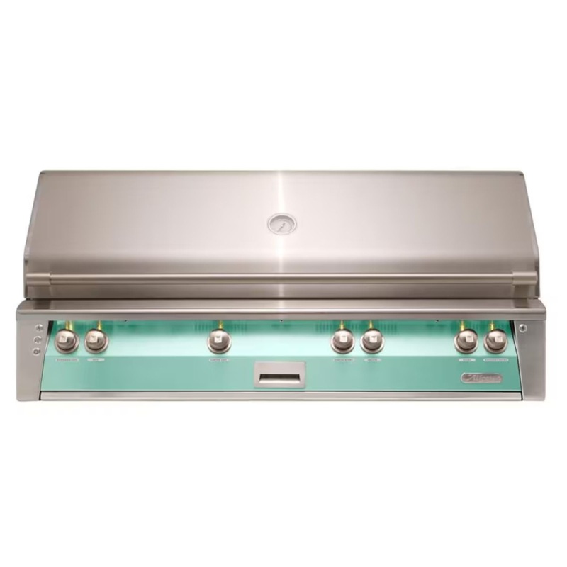 Alfresco 56-Inch Built-in Stainless Steel Gas Grill w/ Rotisserie & Sear Zone in Light Green