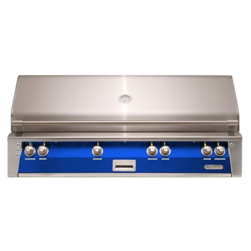 Alfresco 56-Inch Built-in Stainless Steel Gas Grill w/ Rotisserie & Sear Zone in Ultramarine Blue
