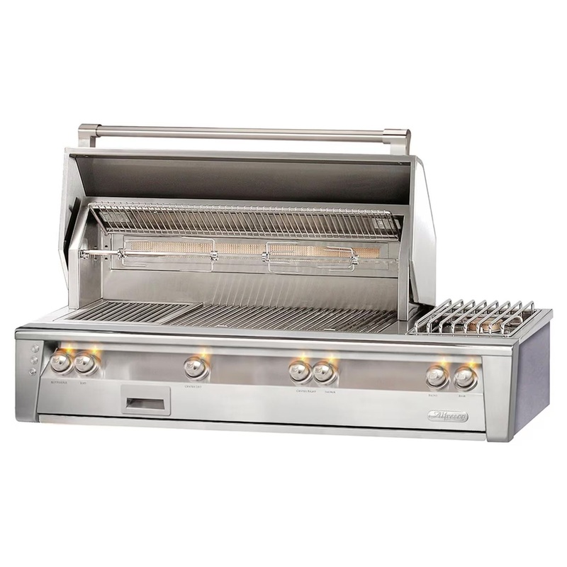 Alfresco 56-Inch Deluxe Built-in Stainless Steel Gas Grill w/ Rotisserie, Sear Zone & Side Burner