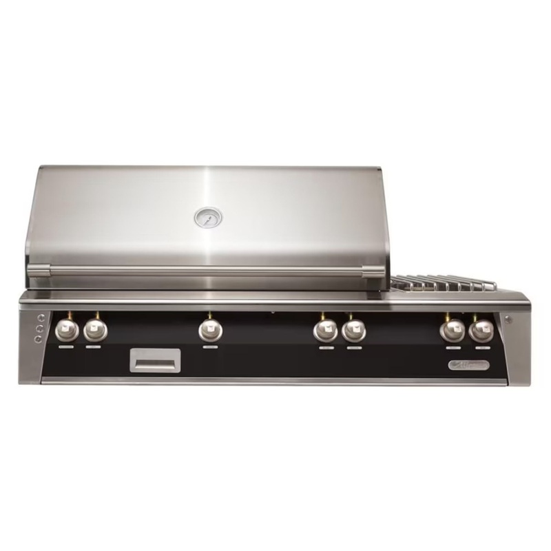 Alfresco 56-Inch Deluxe Built-in Stainless Steel Gas Grill w/ Rotisserie, Sear Zone & Side Burner in Jet Black