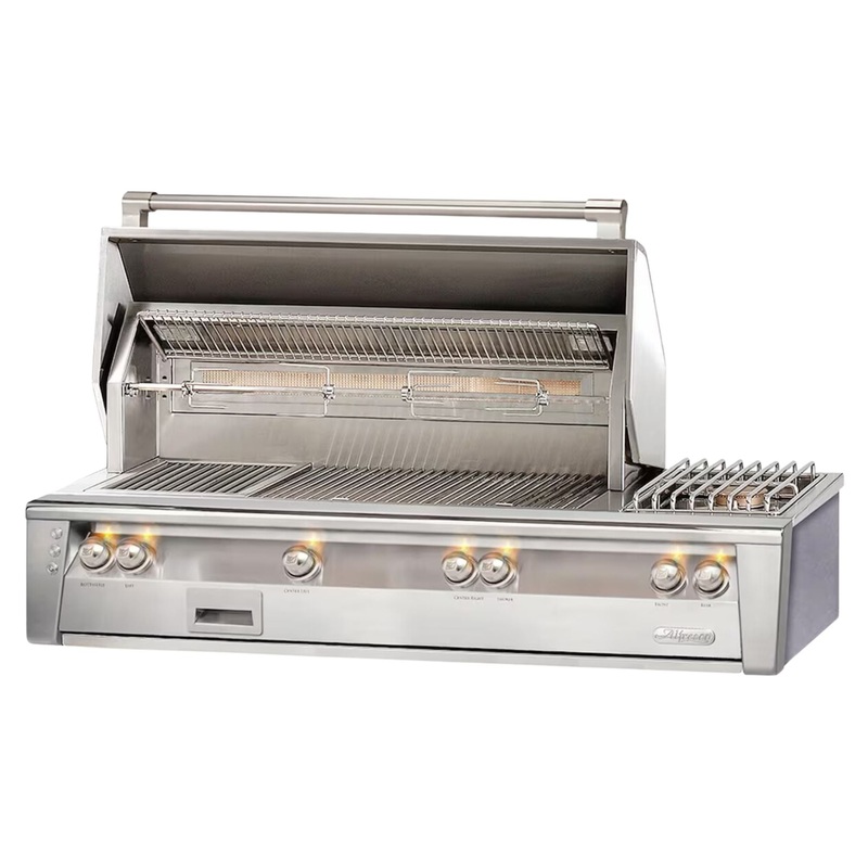 Alfresco 56-Inch Deluxe Built-in Stainless Steel Gas Grill w/ Rotisserie & Side Burner
