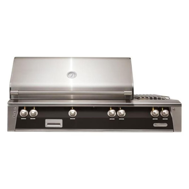 Alfresco 56-Inch Deluxe Built-in Stainless Steel Gas Grill w/ Rotisserie & Side Burner in Matte Jet Black