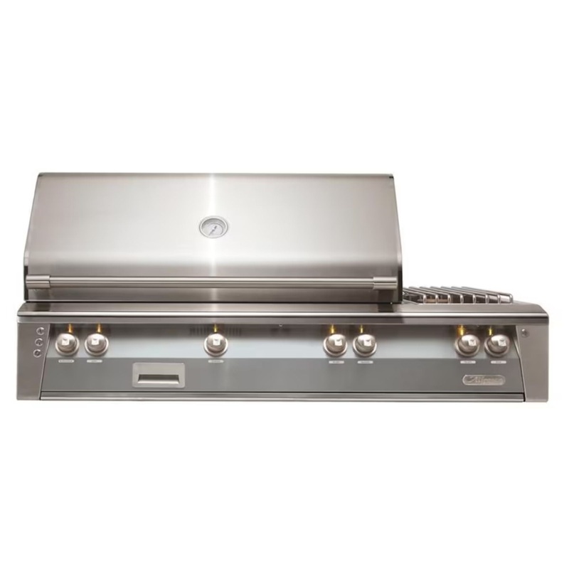 Alfresco 56-Inch Deluxe Built-in Stainless Steel Gas Grill w/ Rotisserie & Side Burner in Signal Gray