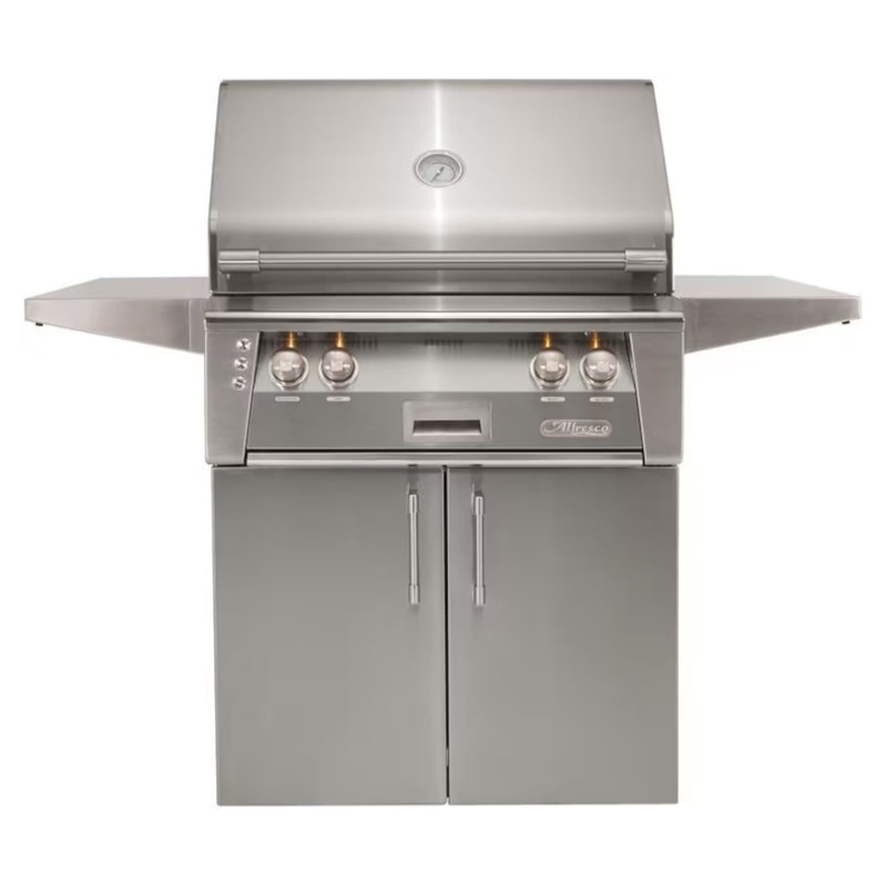 Alfresco 30-Inch Stainless Steel Freestanding Gas Grill w/ Rotisserie in Signal Gray