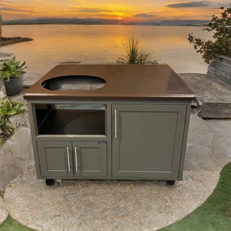Challenger Designs Torch 48-Inch Cart for Large EGG w/ Copper Vein Countertop & Cappuccino Shaker Cabinet