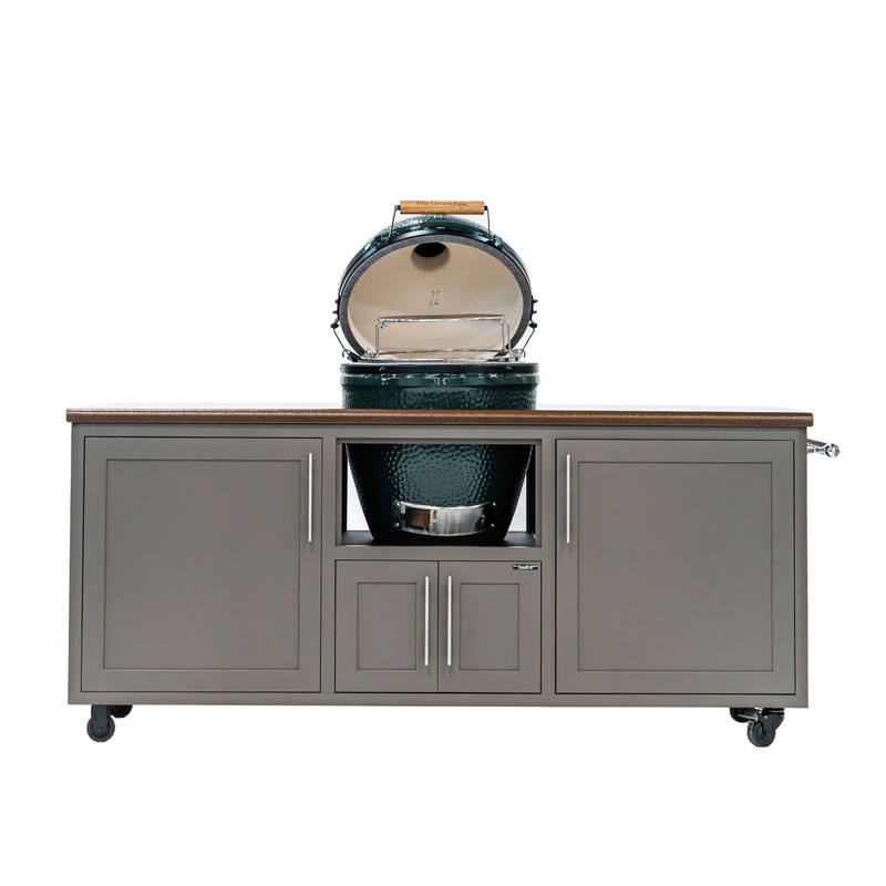 Challenger Designs Torch 76-Inch Cart for XLarge EGG w/ Copper Vein Countertop & Cappuccino Shaker Cabinet