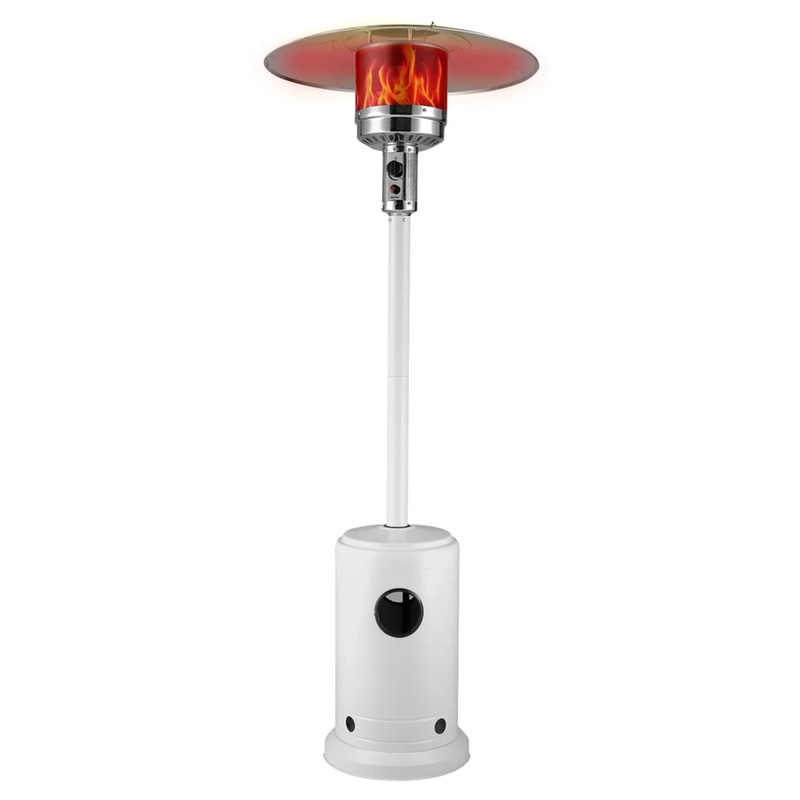 Well Traveled Living Matte White Propane Patio Heater w/ Wheels