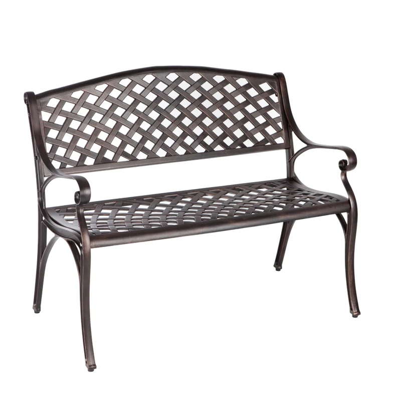 Well Traveled Living Antique Bronze Cast Aluminum Patio Bench