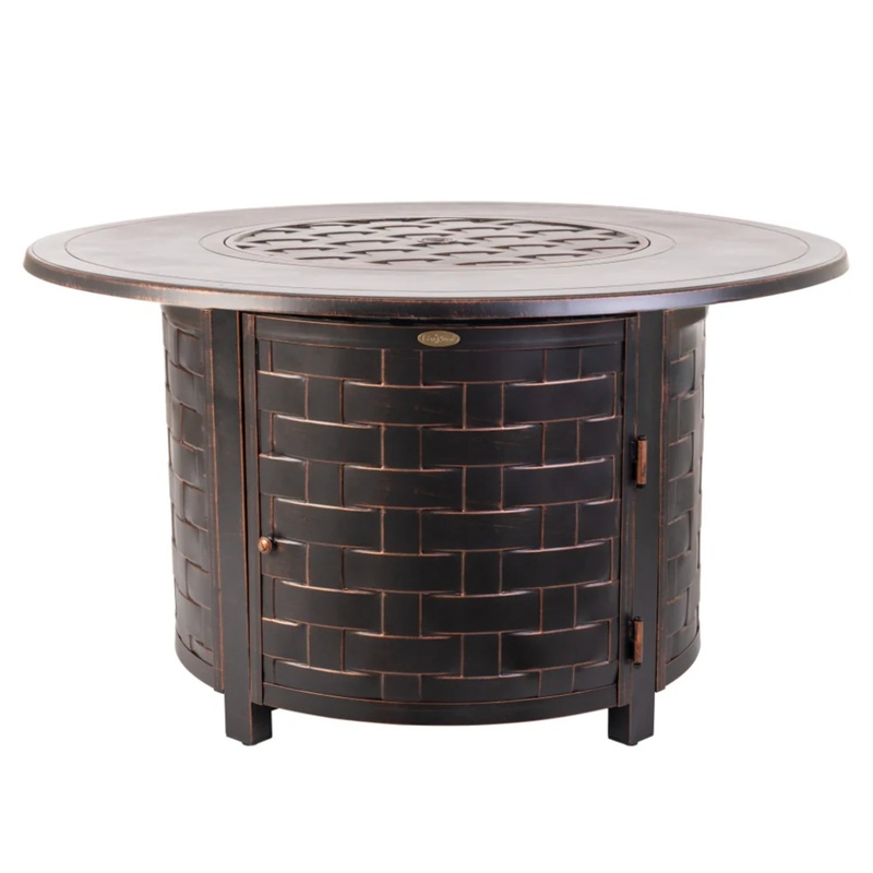 Well Traveled Living Perissa Woven Round Aluminum Propane Fire Pit