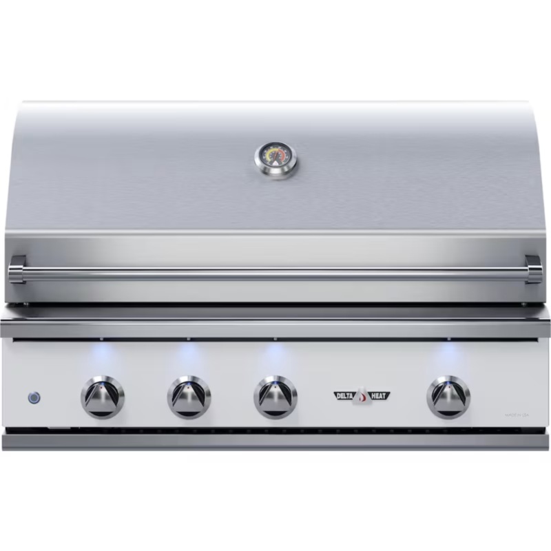 Delta Heat 38-Inch 3-Burner Built-In Gas Grill With Infrared Rotisserie & White Control Panel