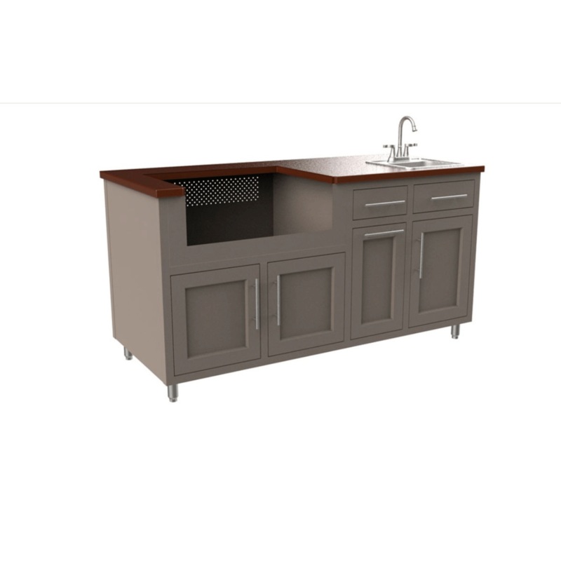 Challenger Designs Coastal 67.25 GWS Powder Coated Aluminum Kitchen Island for 32 Inch Gas Grill with Sink Base