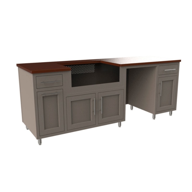 Challenger Designs Coastal 90.125 WGRDD Powder Coated Aluminium Kitchen Island for 32 Inch Gas Grill with Refrigerator Opening