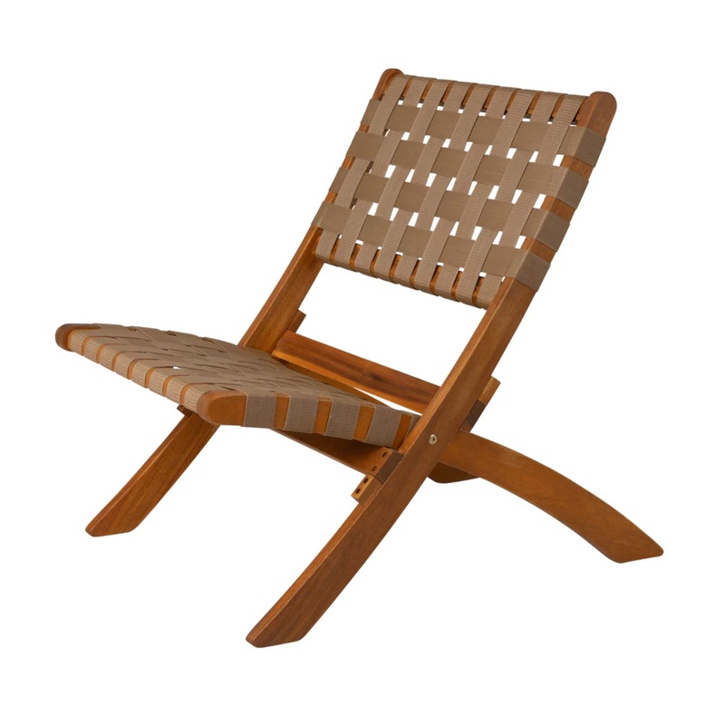 Well Traveled Living Sava Folding Chair in Brown Webbing