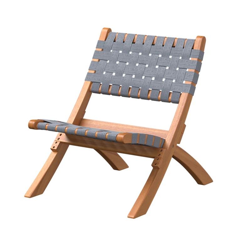 Well Traveled Living Sava Folding Chair in Warm Gray Webbing