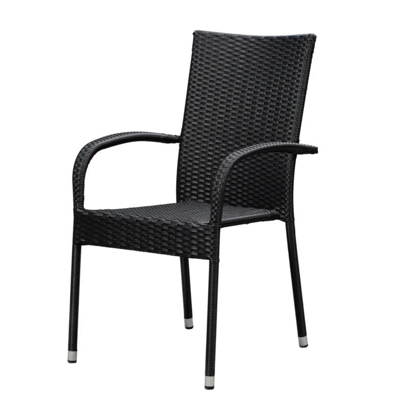 Well Traveled Living Set of 4 Black Morgan Outdoor Wicker Chairs