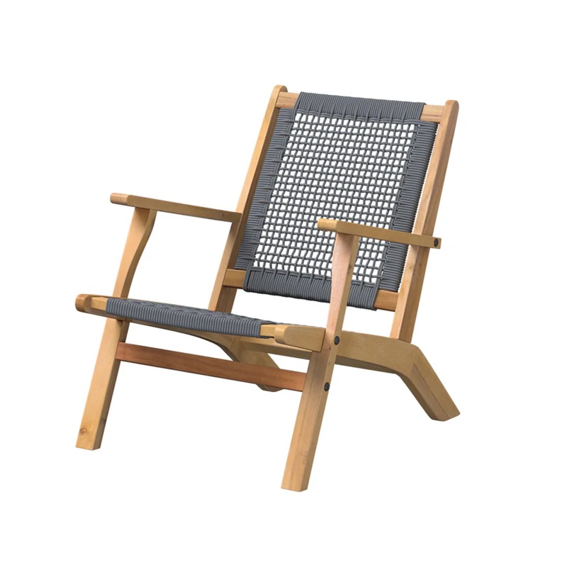 Well Traveled Living Vega Natural Stain Outdoor Chair in Gray Cording