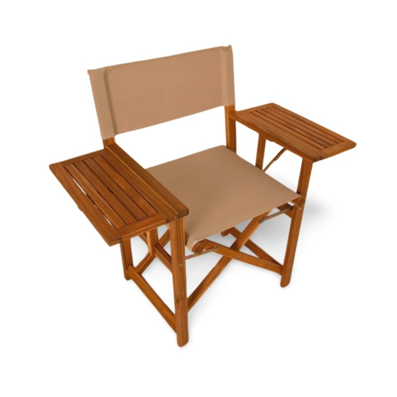 Well Traveled Living Walker Outdoor Folding Directors Chair w/ Side Tables