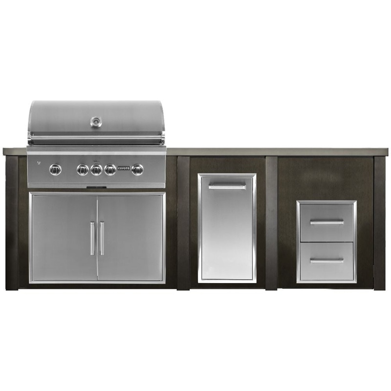 Haven Outdoor 96-Inch Outdoor Kitchen Island with Trash Center & 2 Drawer Cabinet space