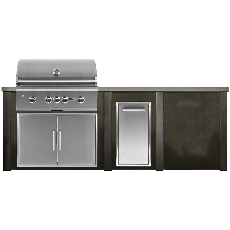 Haven Outdoor 96-Inch Outdoor Kitchen Island with Trash Center & Plain Panel space