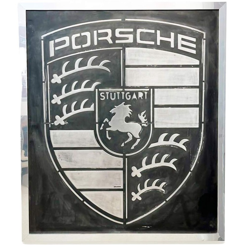 Pallarols Vintage "Porsche" Metal Sign With Frame, 40x48"