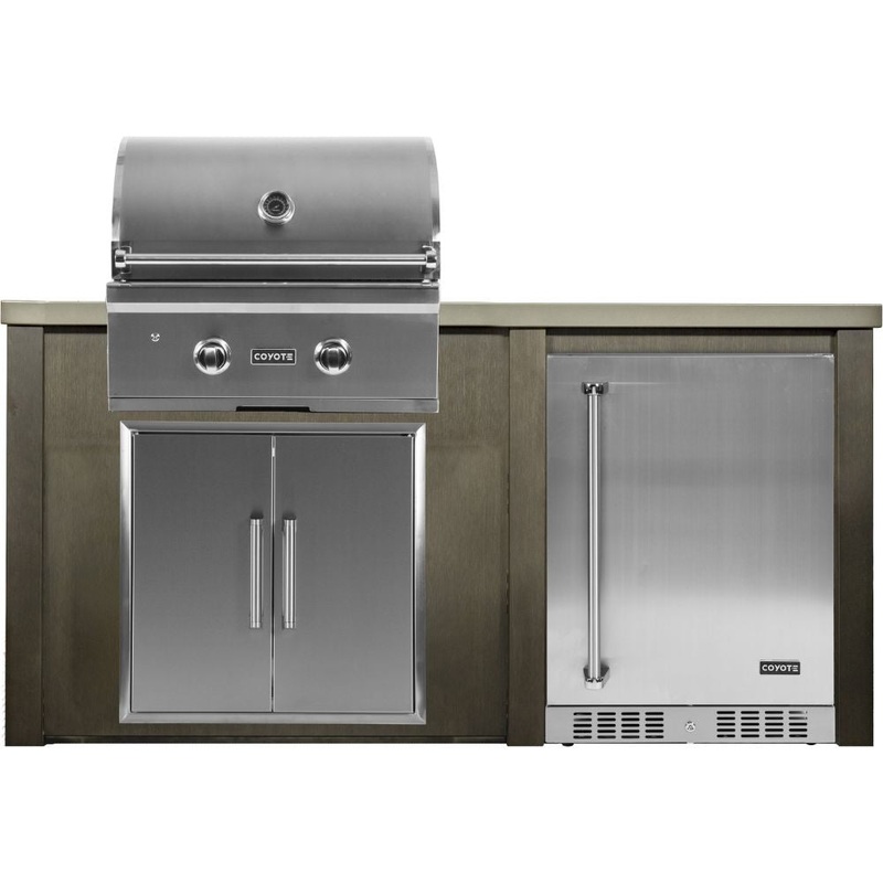 Haven 66-Inch Outdoor Kitchen Island with 24-Inch Refrigerator, Gas Grill & Double Access Door