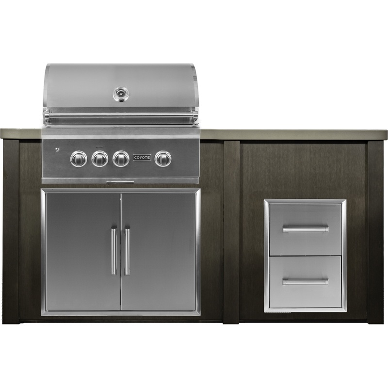 Haven 72-Inch Outdoor Kitchen Island with 2 Drawer Cabinet, Gas Grill & Double Access Door