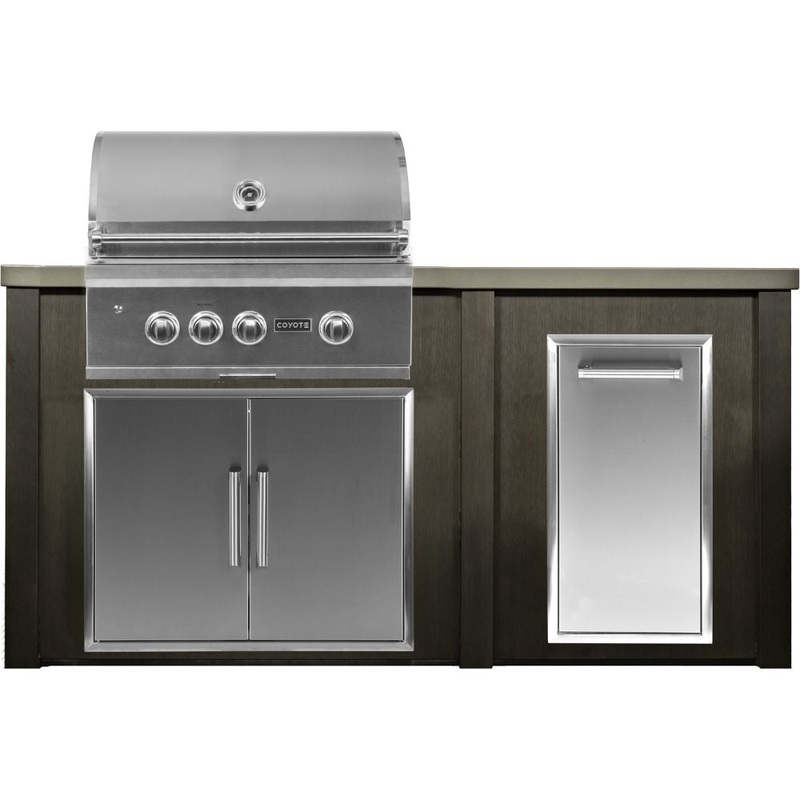 Haven 72-Inch Outdoor Kitchen Island with Trash Center, Gas Grill & Double Access Door