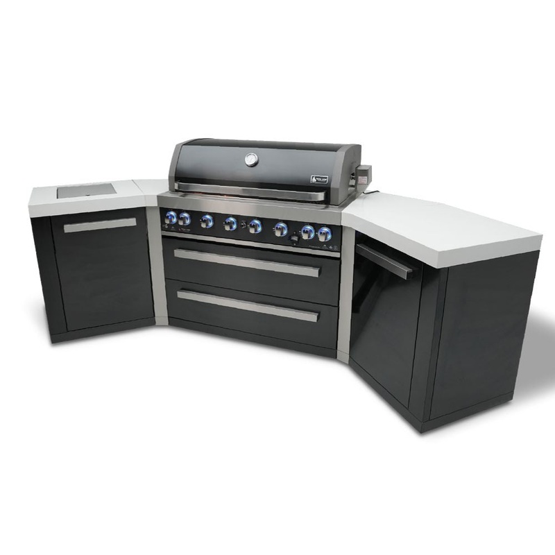 Mont Alpi MAi805-BSS45 Black, Propane 6-Burner Island with 45-Degree Corner