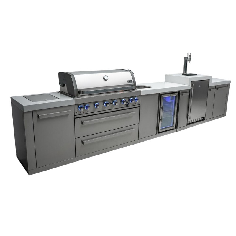 Mont Alpi MAi805-KEGBEV Propane 6-Burner Island with Kegerator & Beverage Center