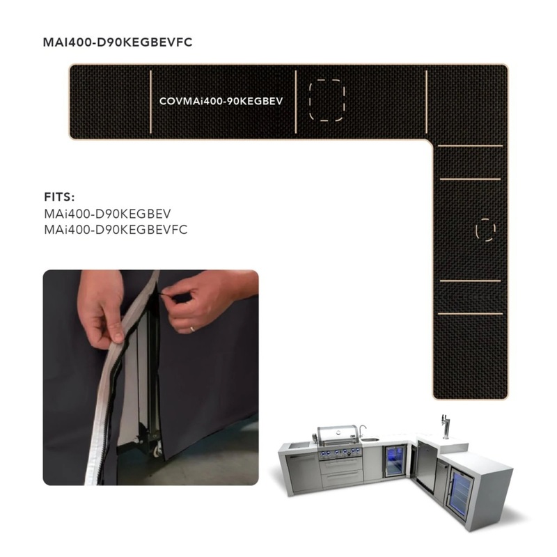 Mont Alpi COVMAi400-90KEGBEV Cover for MAi400 Islands w/ 90 Degree Corner, Beverage Center & Kegerator