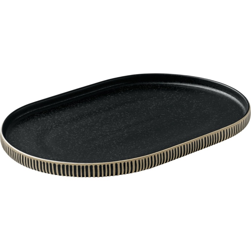 Schnwald Platte oval Playground Nara Relief schwarz weiss 30x20x2.4cm SW000628.7012080