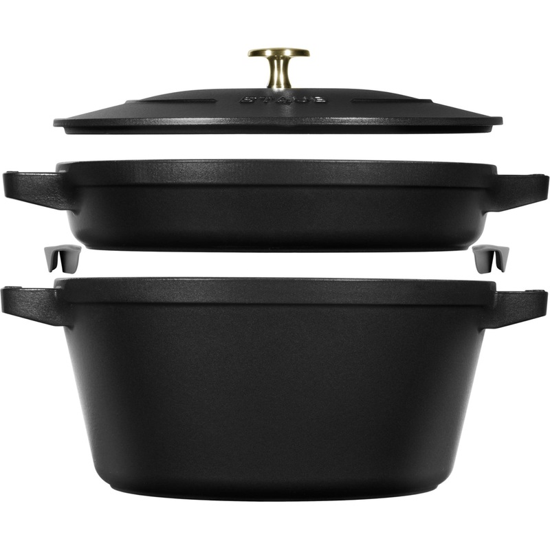 Staub Cocotte 3tlg. 24 cm, rund, Schwarz, stackable S40508-383-0