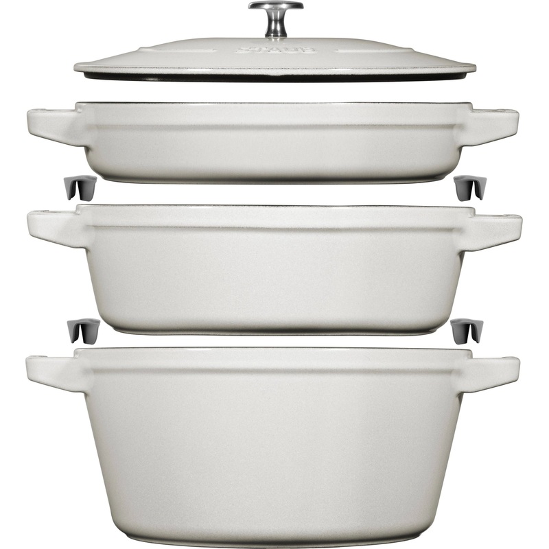 Staub Cocotte 4tlg. 24 cm, rund, Weisser Trffel, stackable S40508-388-0
