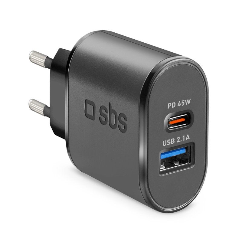 SBS Ladegert Travel charger 1 USB 2.1A + 1 USB-C