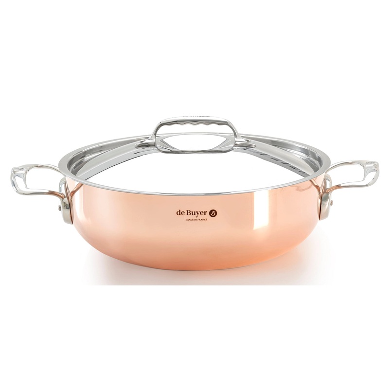 de Buyer Bratentopf PRIMA MATERA konisch Kupf.Edels.28cm,Deckel,Ind. DB6232.28