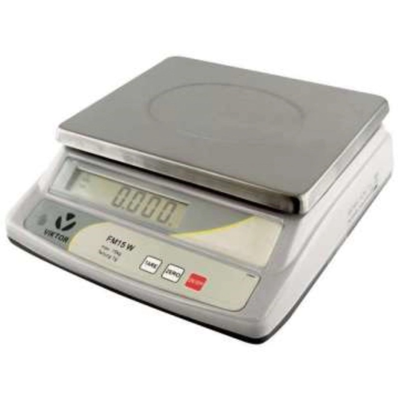 Swiss Waagen Tischwaage mit LCD Anzeige und Akku bis 15kg Teilung 1g 23x30cm FM15W