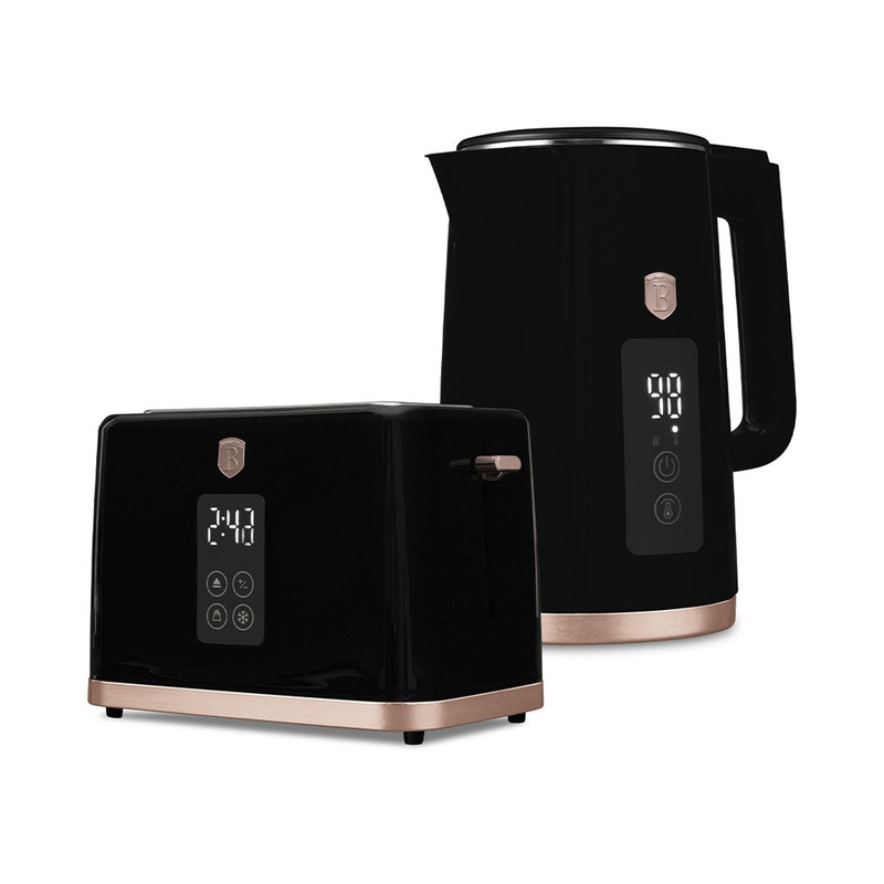 Berlinger Haus Kchenbedarf Haus Wasserkocher & Toaster mit Digitalanzeige Black Rose Collection