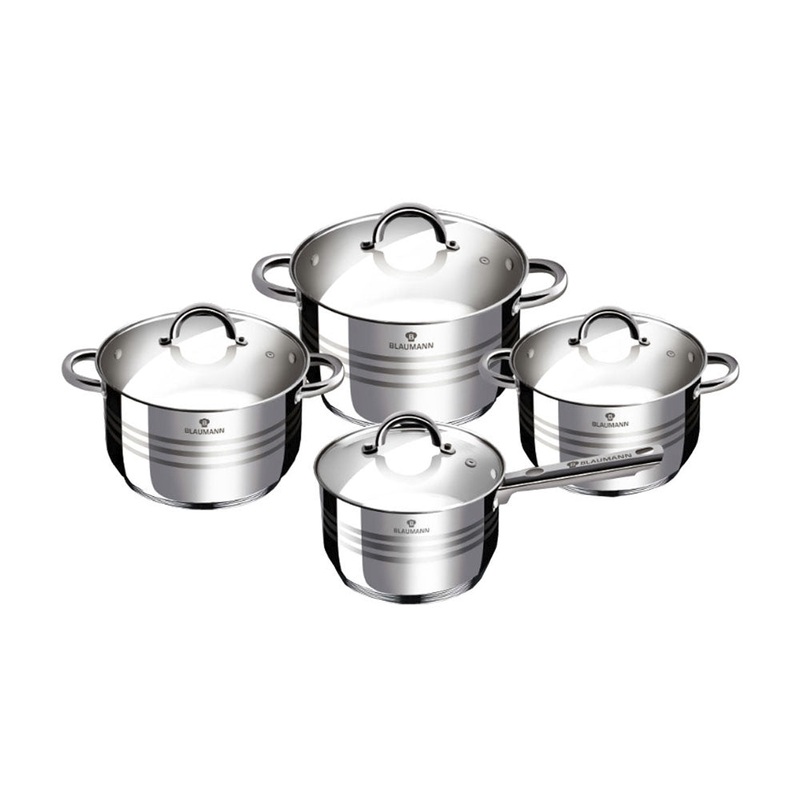 Blaumann Kchenbedarf Kochtopf Set 6.5L/3.9L/2.9L/2.1L Edelstahl Gourmet Line