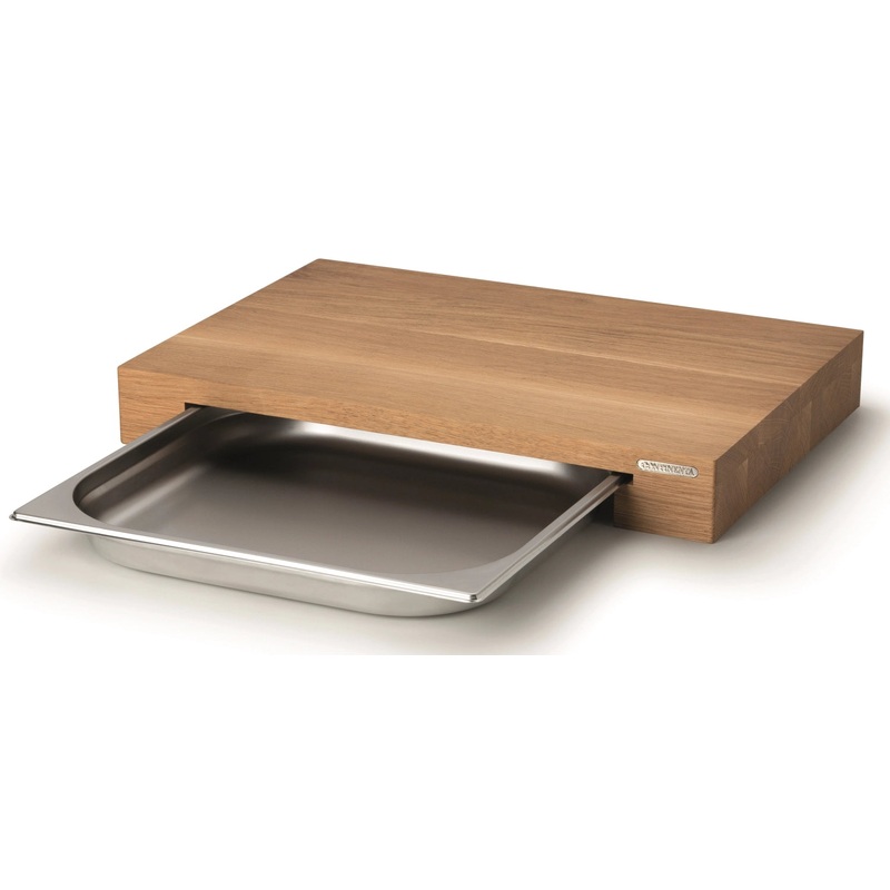 Continenta Schneidebrett Eiche mit Edelstahl Schublade, 48x32.5x6 cm 4111