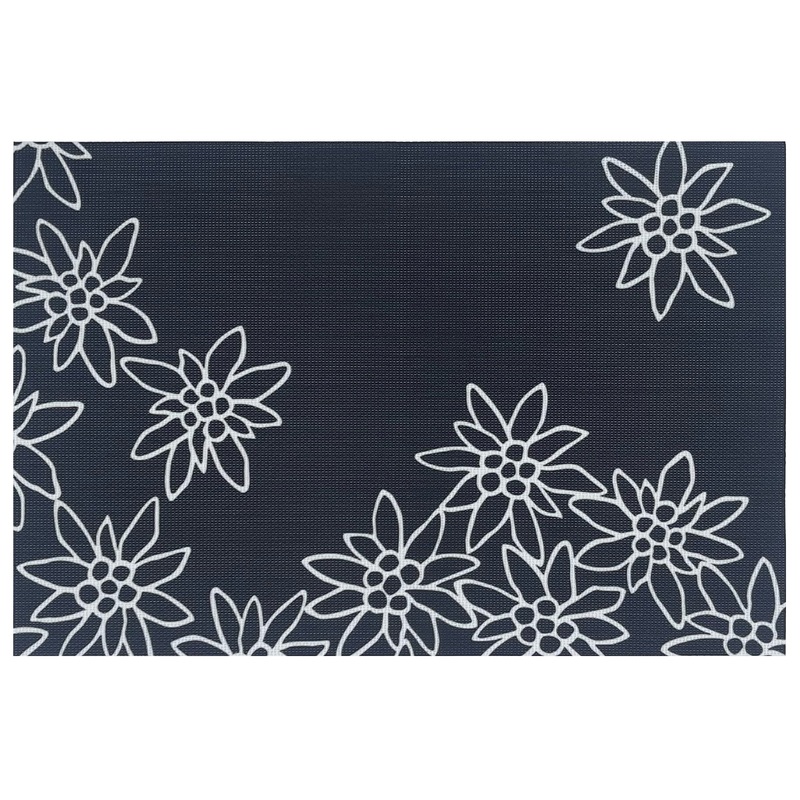 Heidi Cheese Line Tischset Edelweiss 45x30 cm schwarz mit weissem Umriss der Blume
