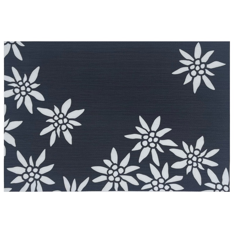 Heidi Cheese Line Tischset Edelweiss 45x30 cm schwarz mit weissen Blumen