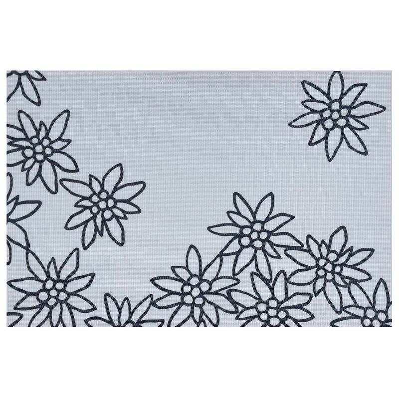 Heidi Cheese Line Tischset Edelweiss 45x30 cm weiss mit schwarzem Umriss der Blume