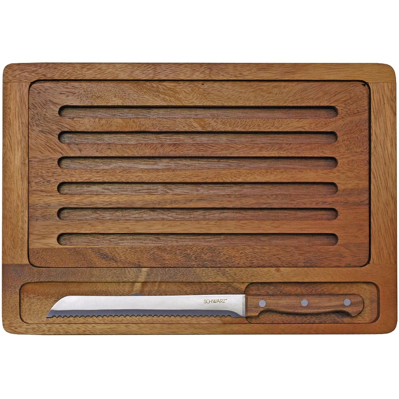 Schwarz Brotbrett und Brotmesser Gitterbrotbrett & Brotmesser aus Acaciaholz 27.3x38.5x2.5 cm