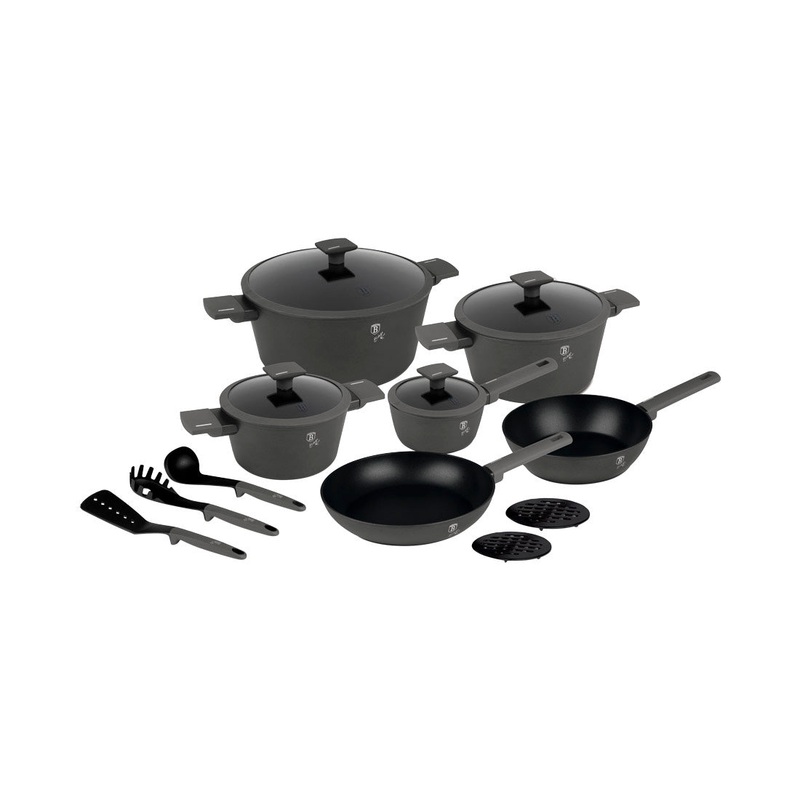 Berlinger Haus Kchenbedarf Haus 15-teiliges Kochgeschirr-Set matt Anthracite Collection