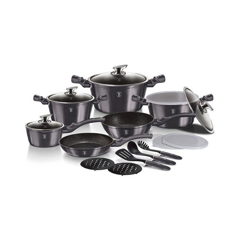 Berlinger Haus Kchenbedarf Haus 18-teiliges Kochgeschirr-Set Metallic Line Carbon Pro Edition
