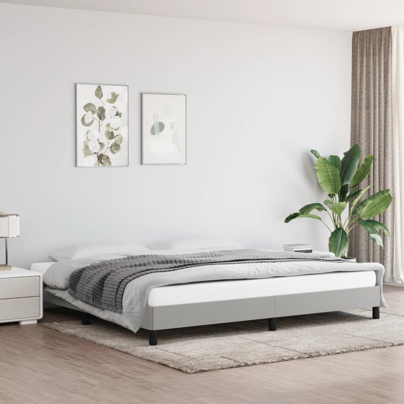 Cadre de lit sans matelas gris clair 200x200 cm tissu