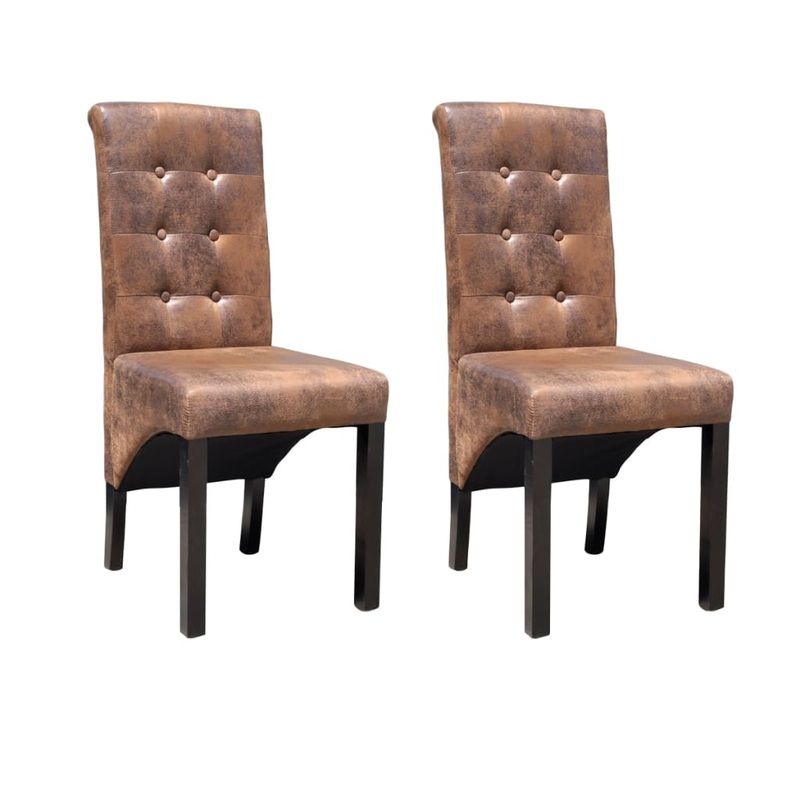 Chaises  manger lot de 2 marron similicuir